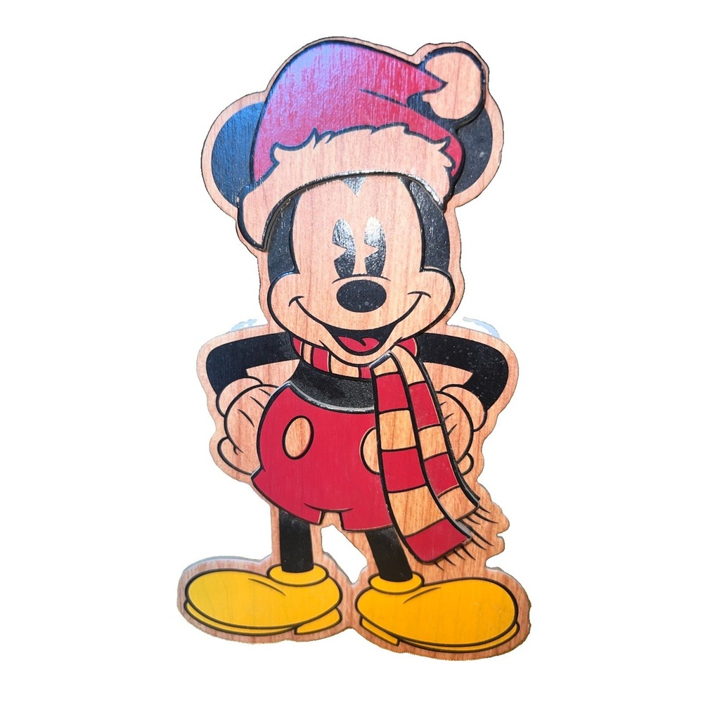 Disney Hallmark Signature Wooden 3D Mickey Mouse Christmas Card Pre-Owned